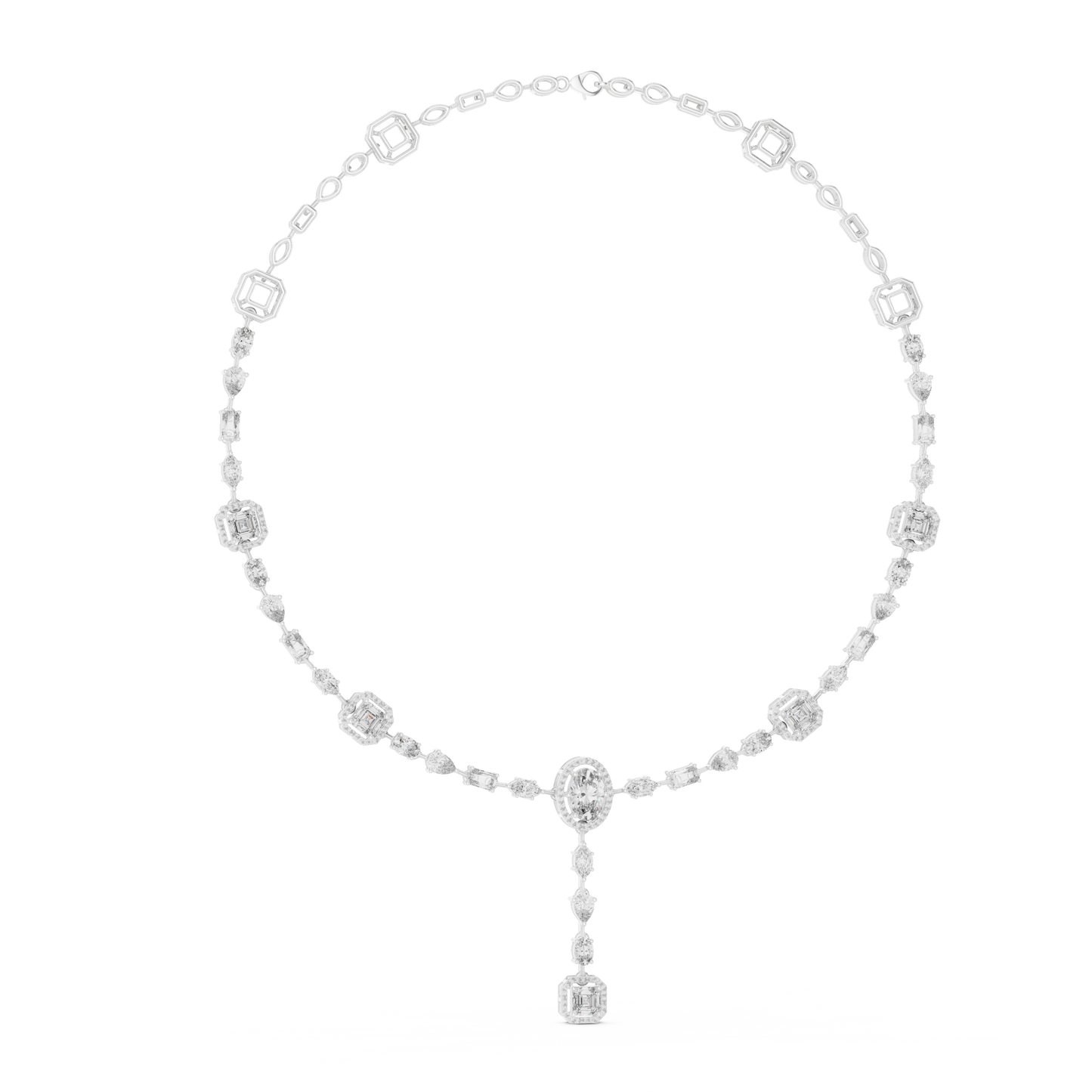 Elegant Diamond Drop Necklace with Oval Pendant