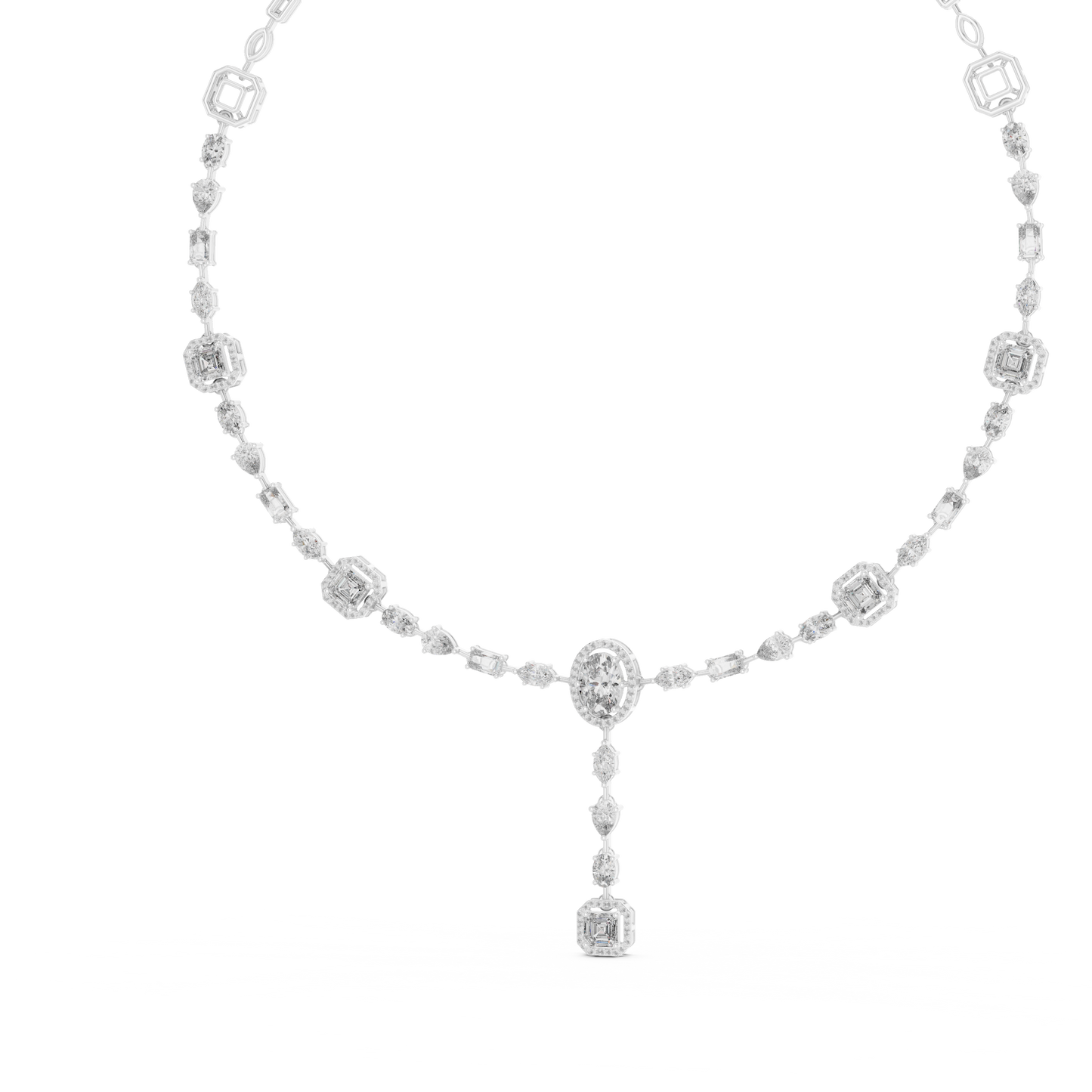 Elegant Diamond Drop Necklace with Oval Pendant