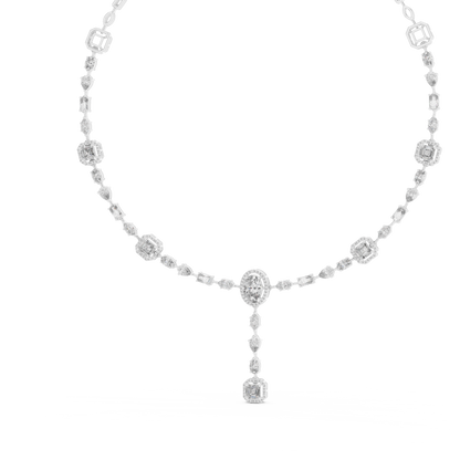 Elegant Diamond Drop Necklace with Oval Pendant
