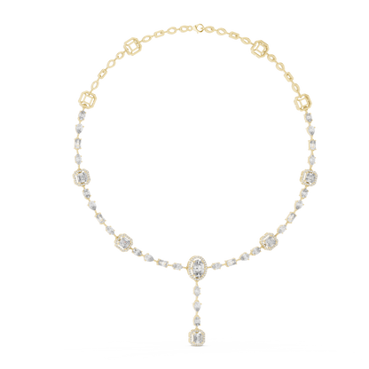 Elegant Diamond Drop Necklace with Oval Pendant