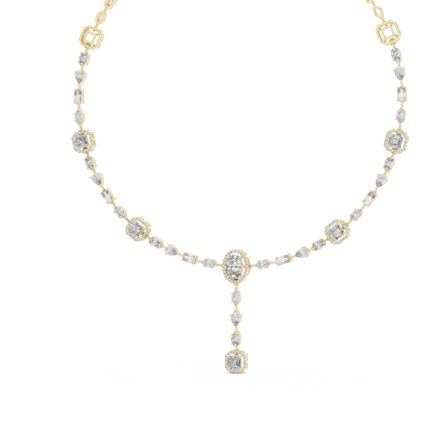 Elegant Diamond Drop Necklace with Oval Pendant