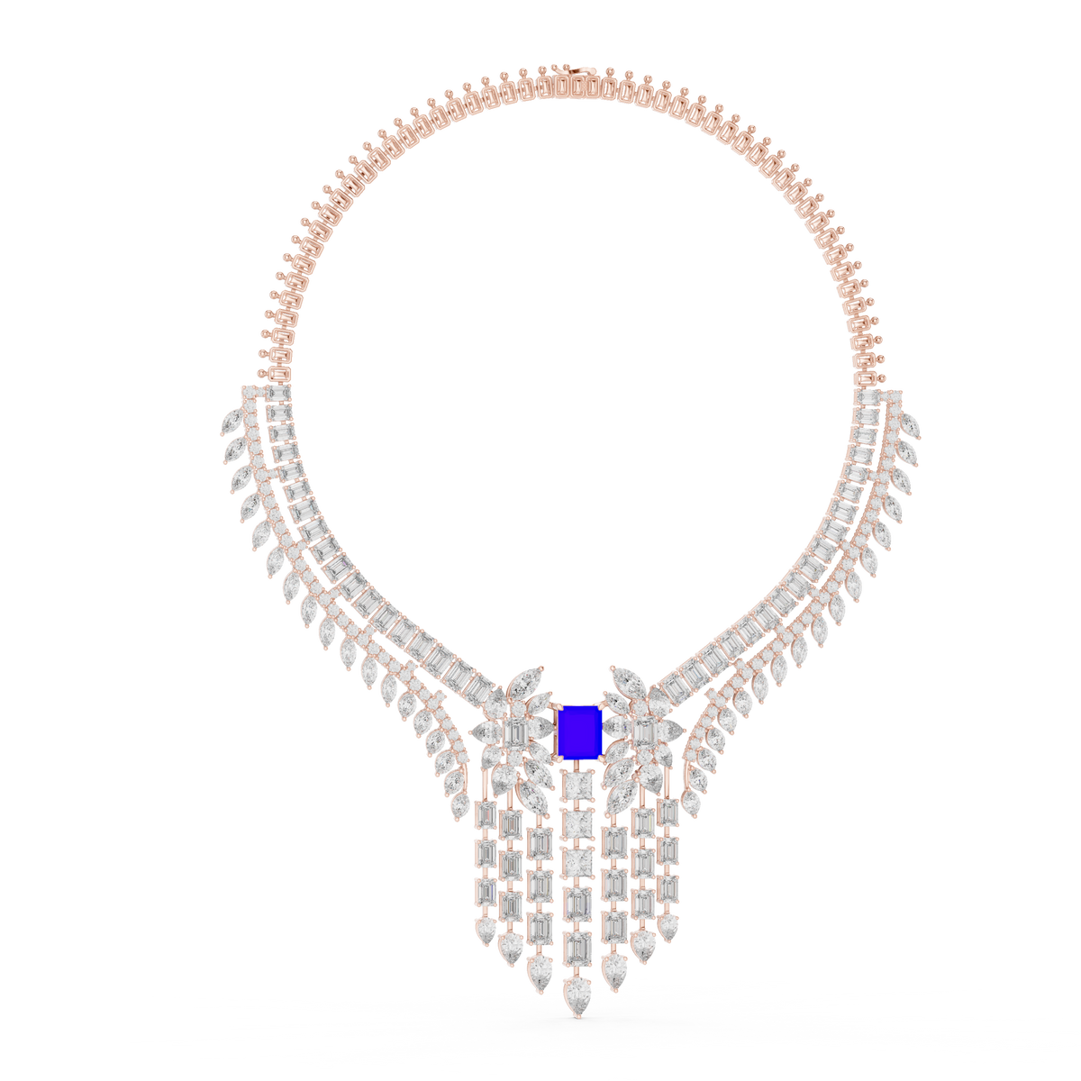 Royal Sapphire Statement Diamond Necklace