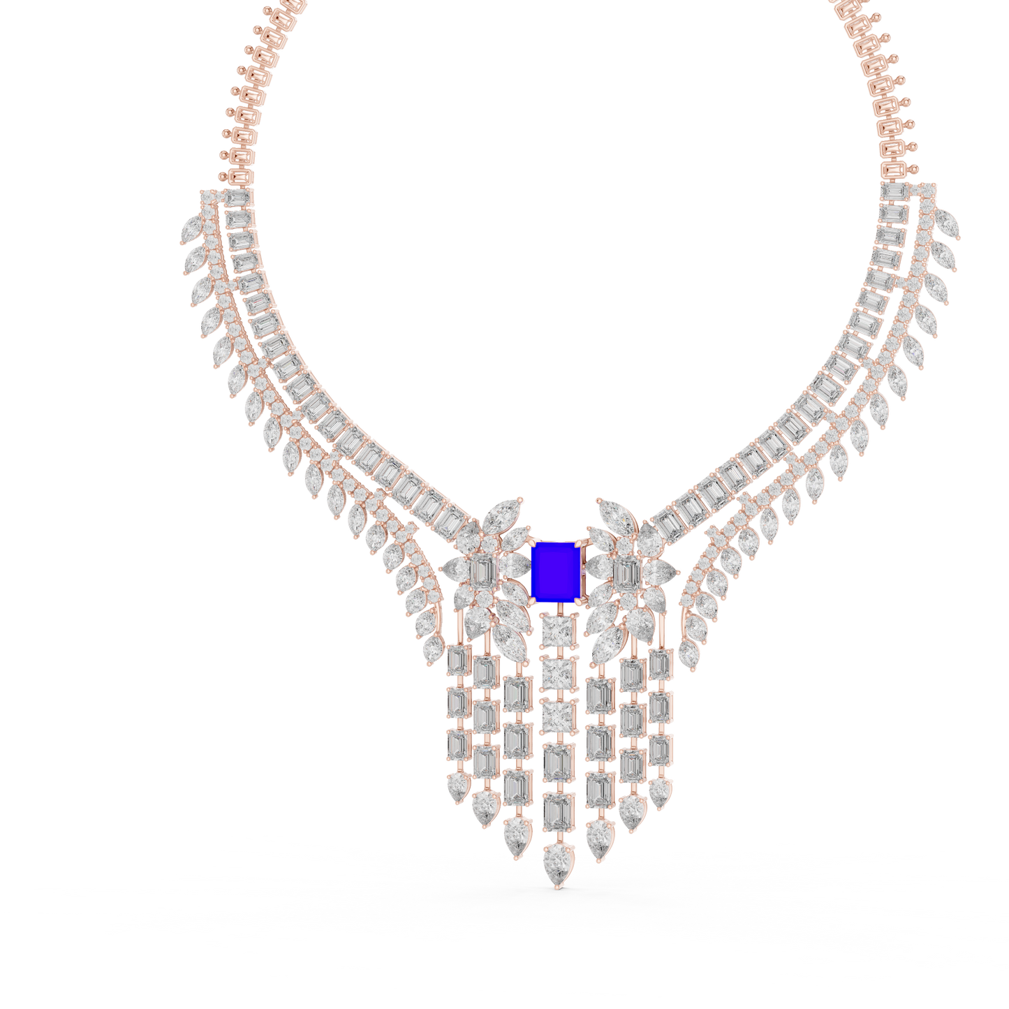 Royal Sapphire Statement Diamond Necklace