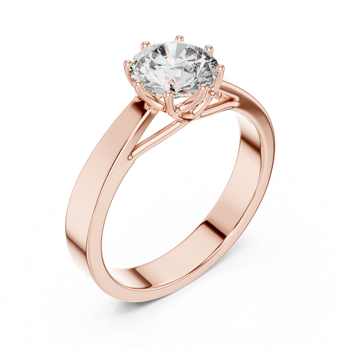 Classic Round Brilliant Solitaire Ring in 18K Gold or Platinum
