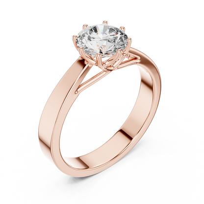 Classic Round Brilliant Solitaire Ring in 18K Gold or Platinum
