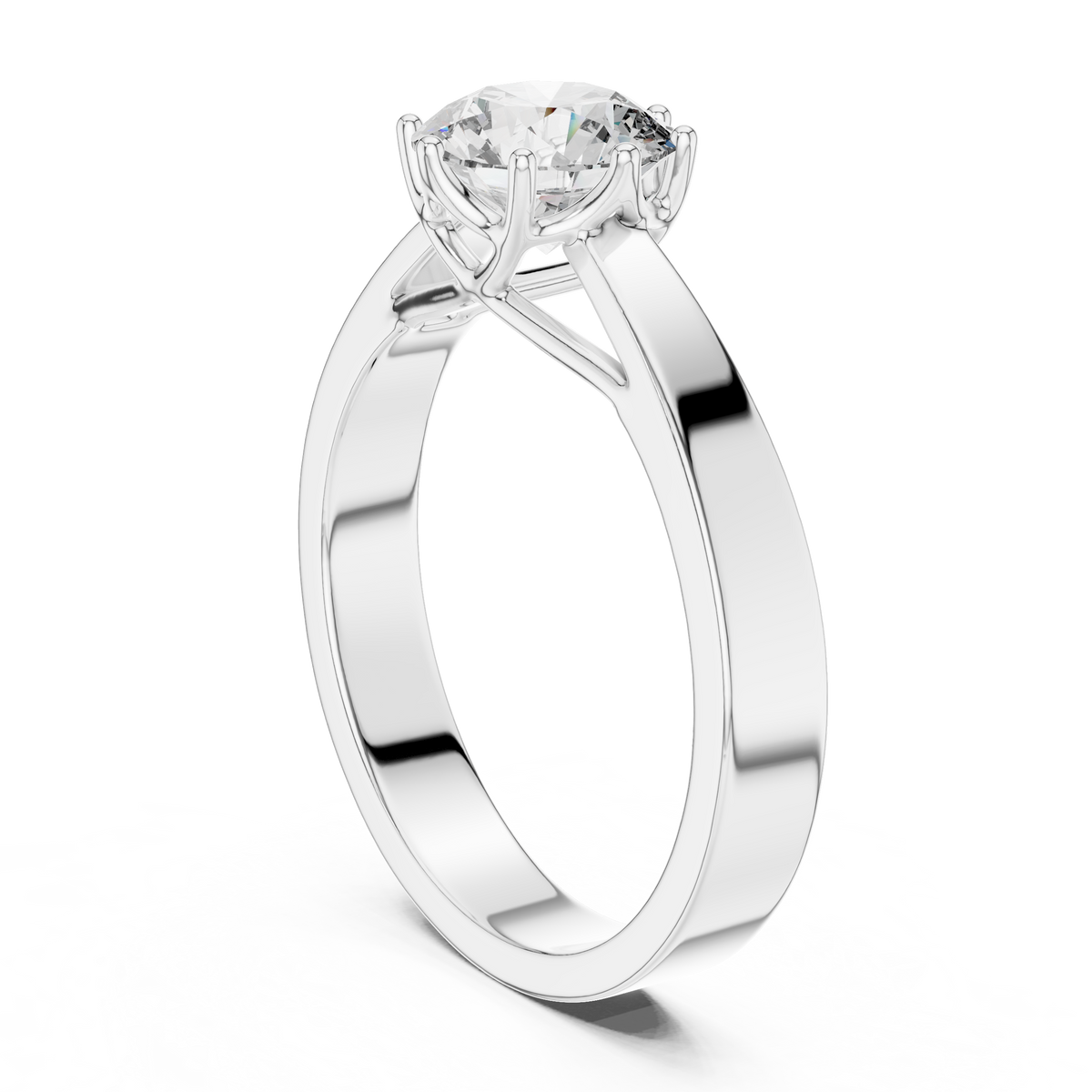 Classic Round Brilliant Solitaire Ring in 18K Gold or Platinum