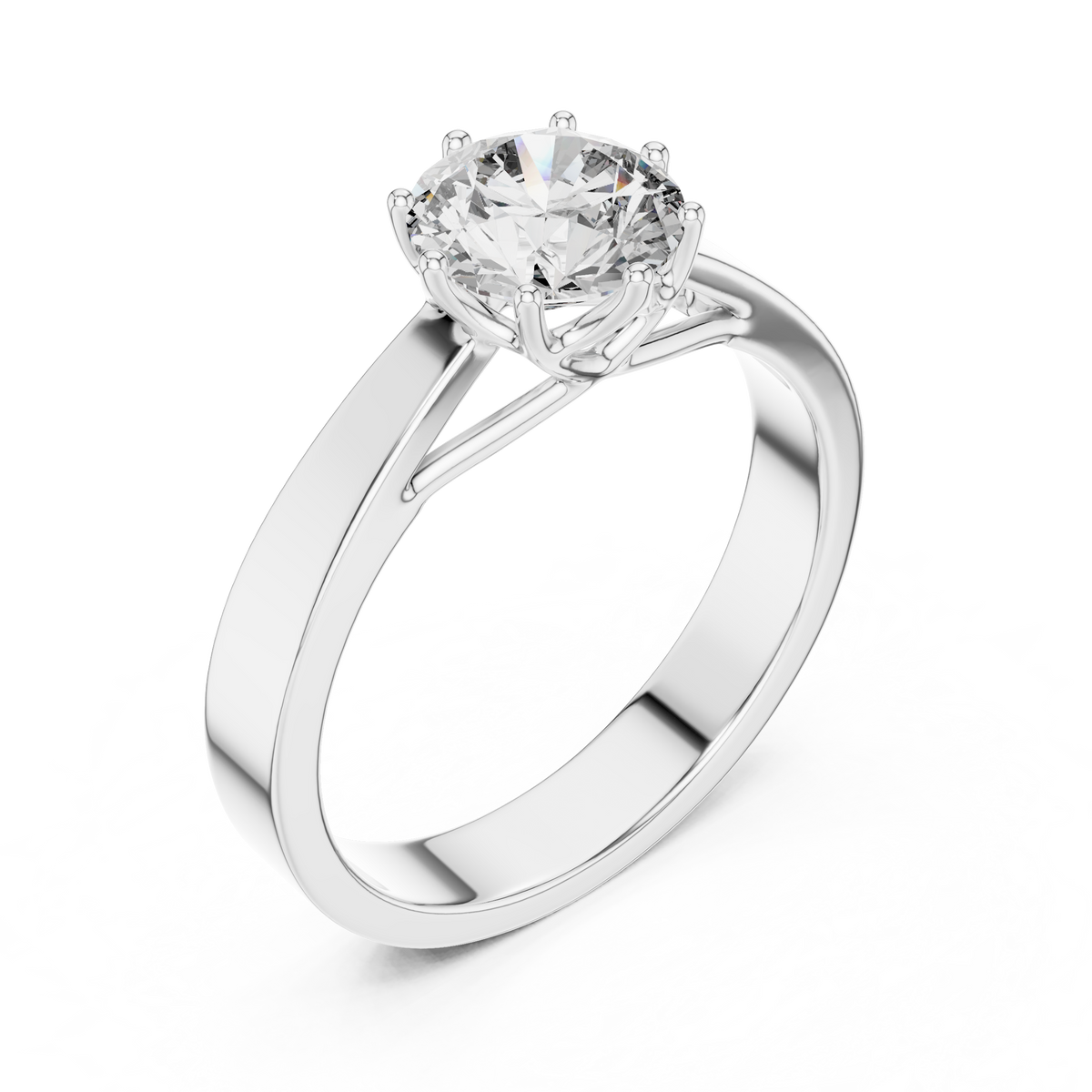Classic Round Brilliant Solitaire Ring in 18K Gold or Platinum