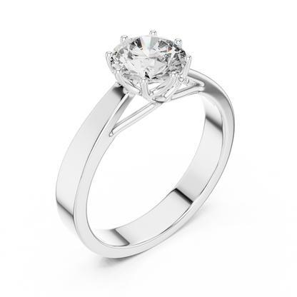 Classic Round Brilliant Solitaire Ring in 18K Gold or Platinum