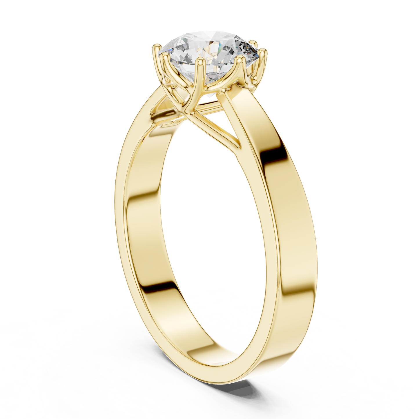 Classic Round Brilliant Solitaire Ring in 18K Gold or Platinum