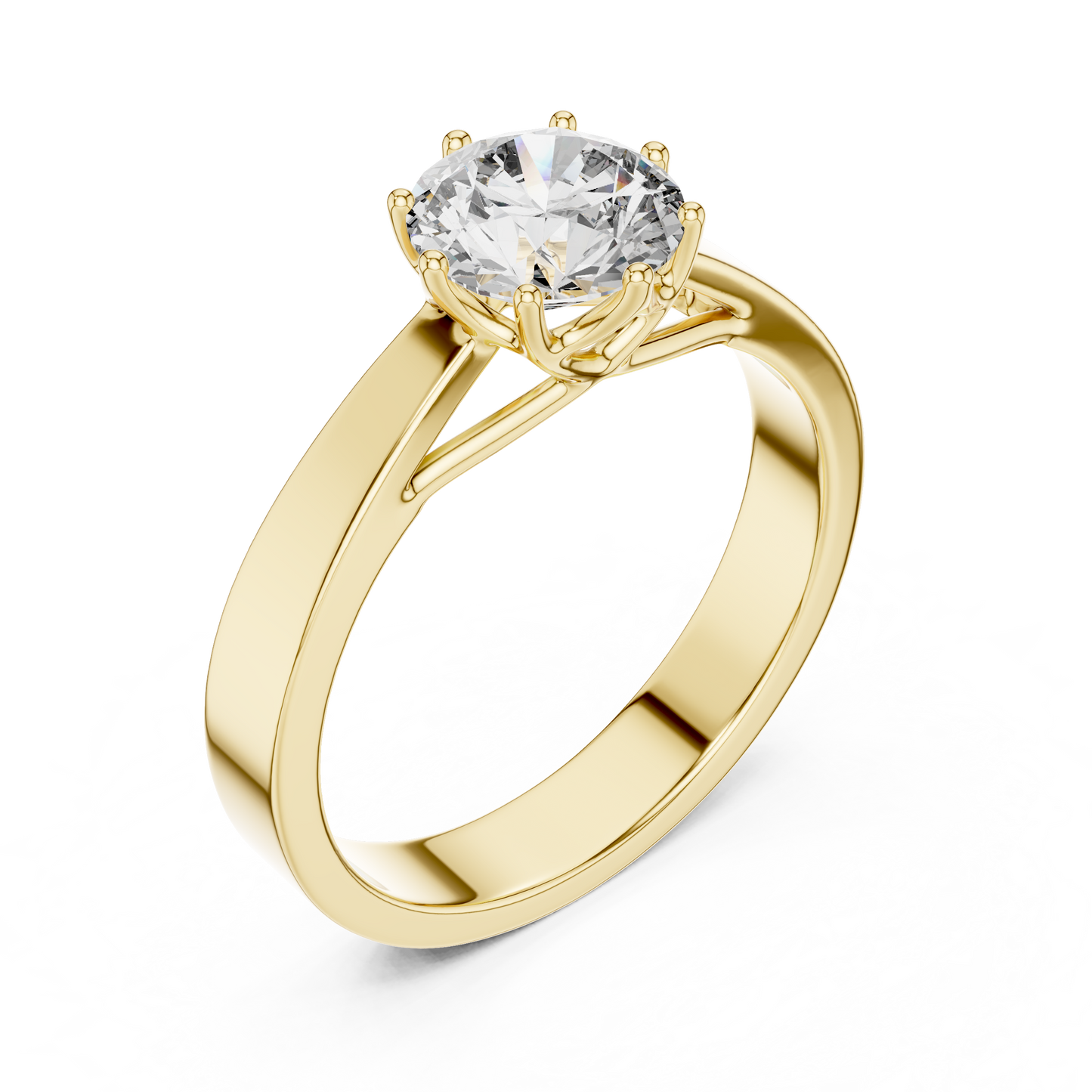 Classic Round Brilliant Solitaire Ring in 18K Gold or Platinum
