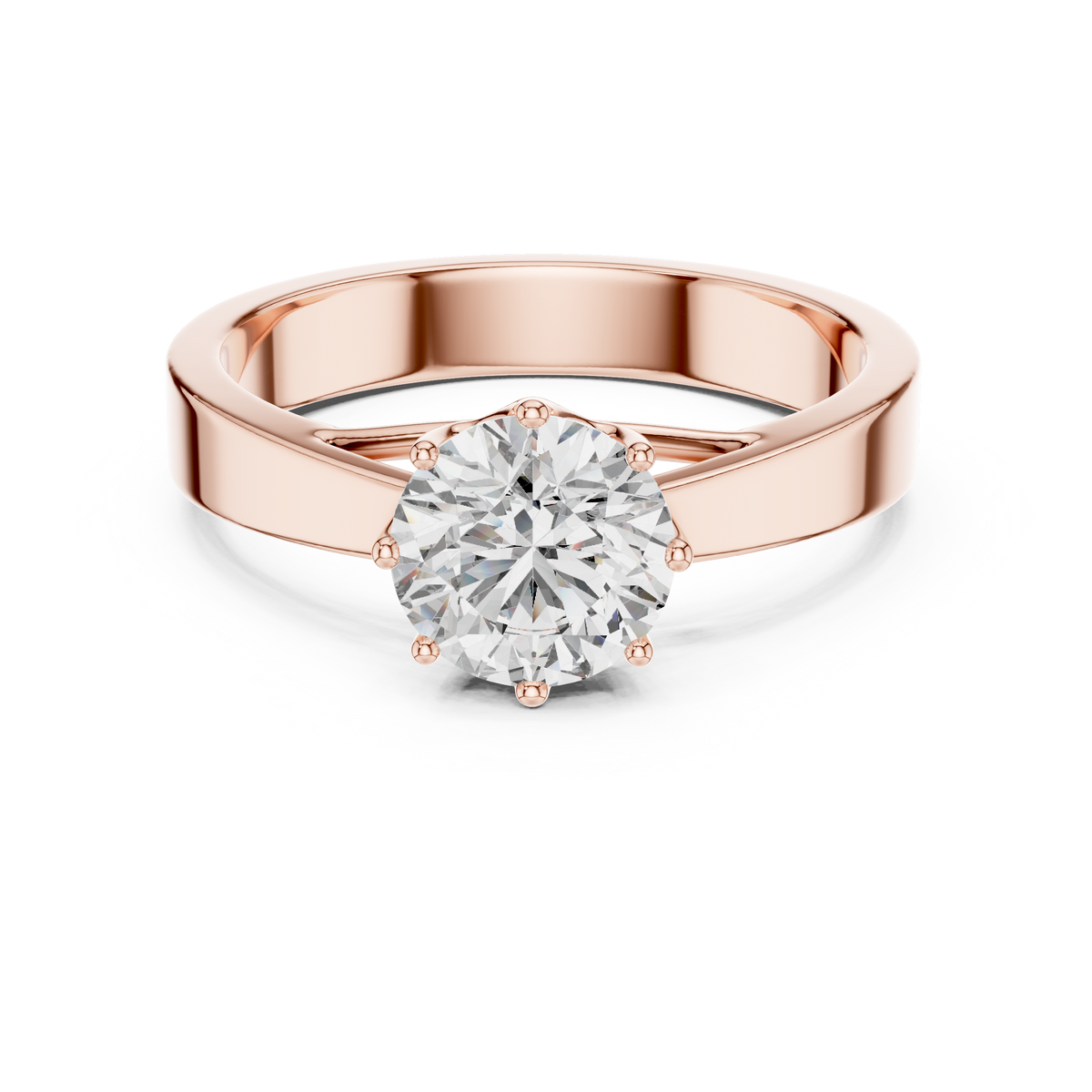 Classic Round Brilliant Solitaire Ring in 18K Gold or Platinum