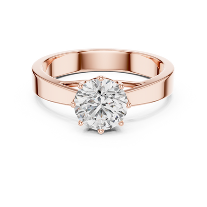 Classic Round Brilliant Solitaire Ring in 18K Gold or Platinum