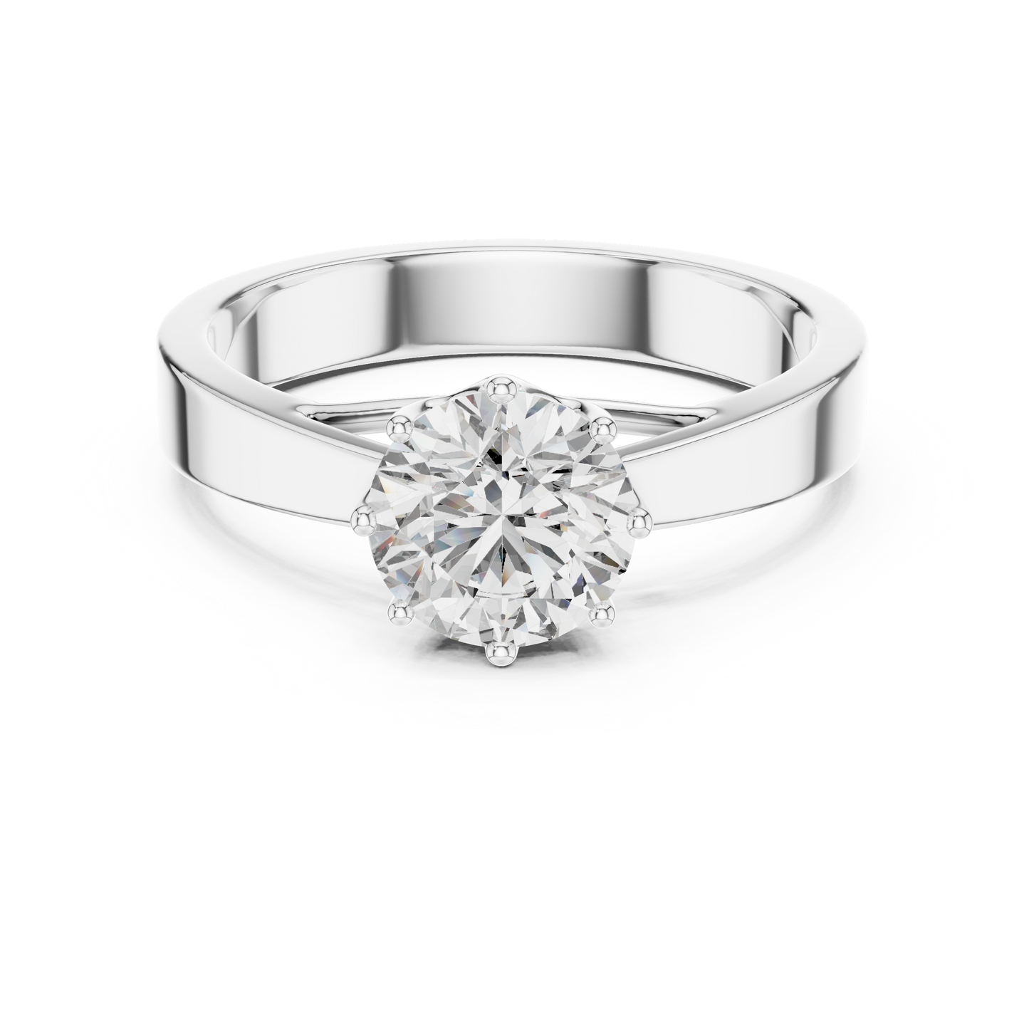Classic Round Brilliant Solitaire Ring in 18K Gold or Platinum
