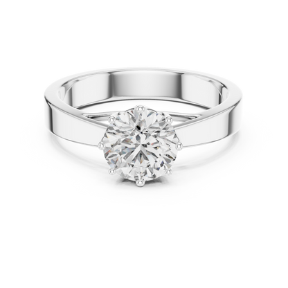 Classic Round Brilliant Solitaire Ring in 18K Gold or Platinum