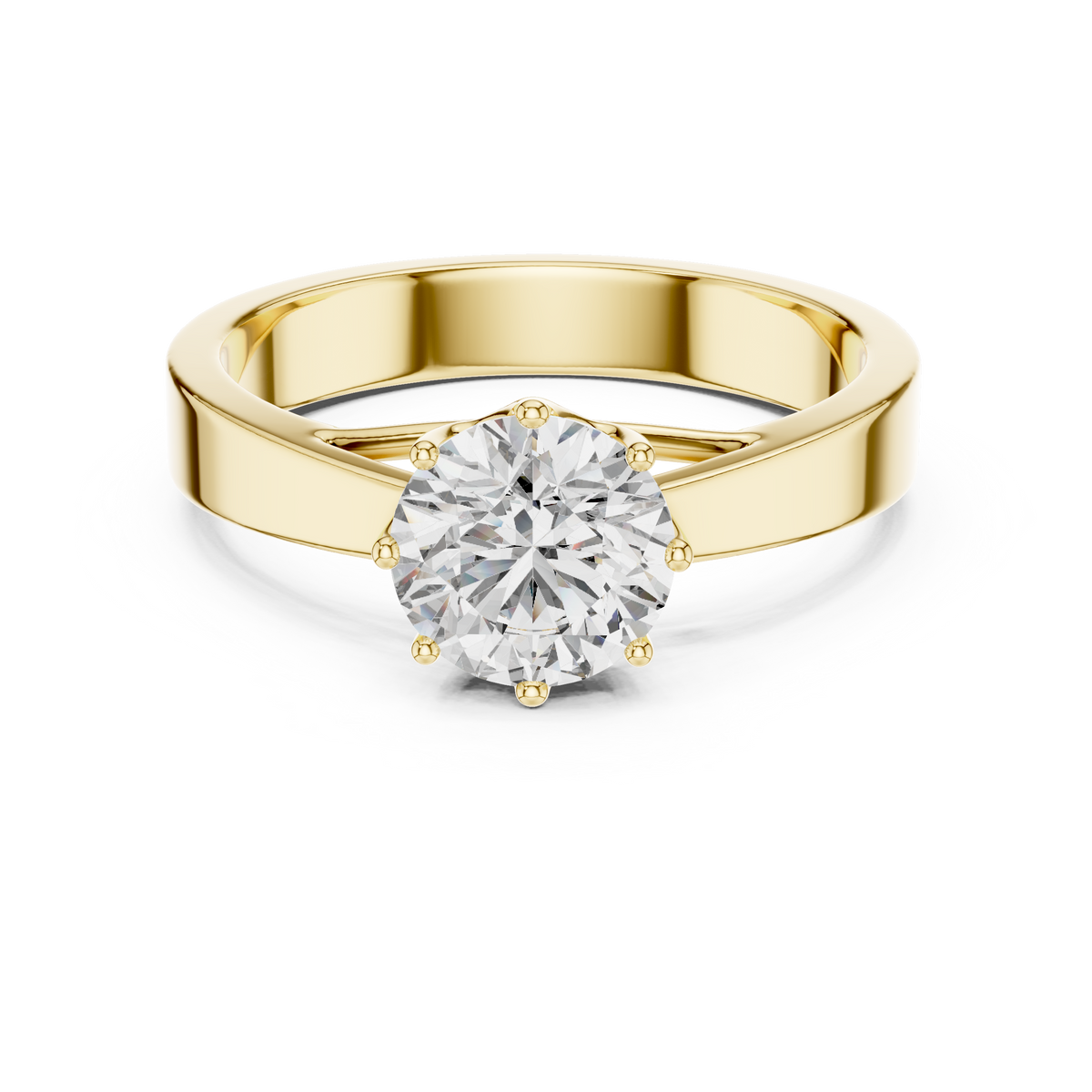 Classic Round Brilliant Solitaire Ring in 18K Gold or Platinum