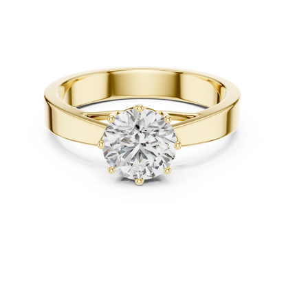 Classic Round Brilliant Solitaire Ring in 18K Gold or Platinum