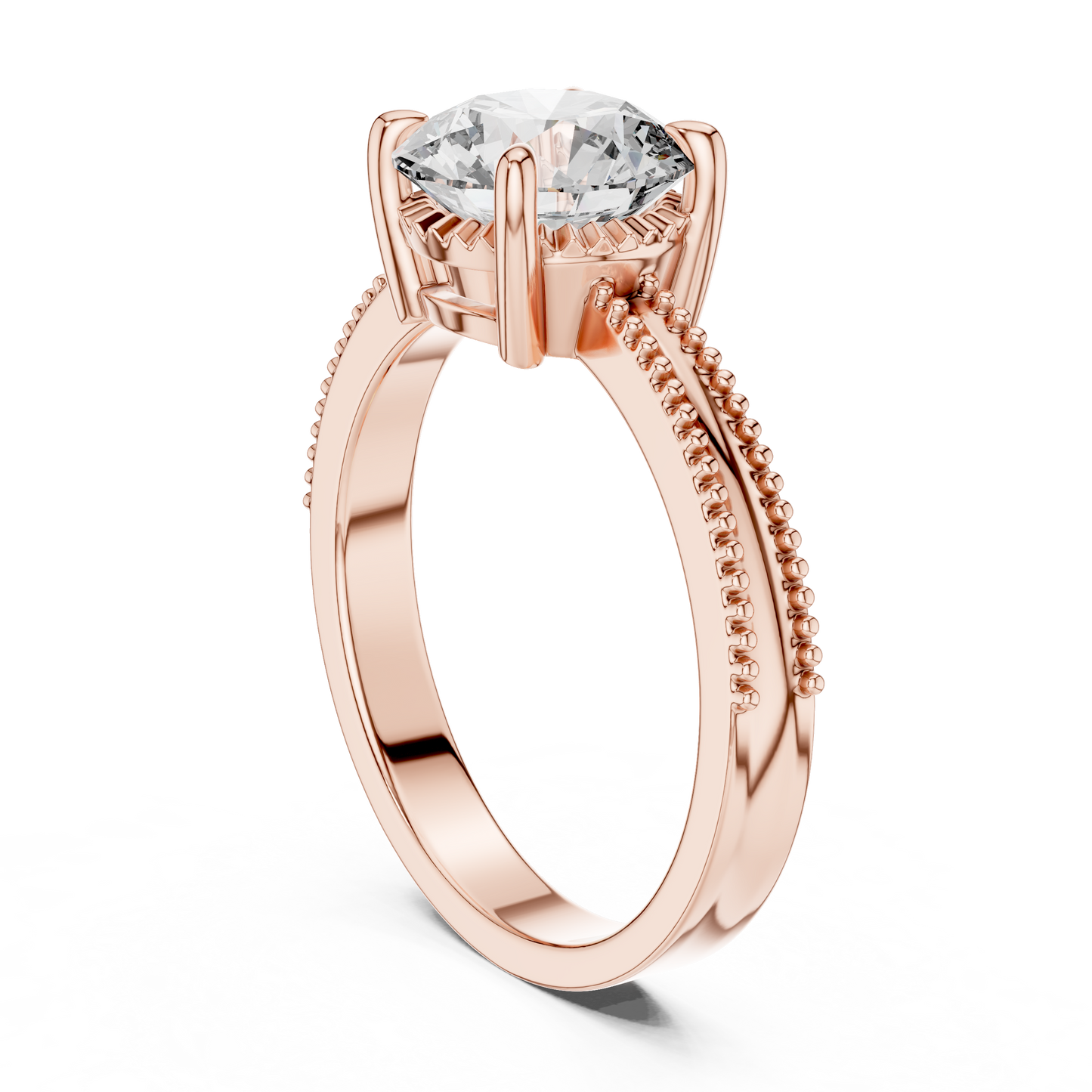 Vintage-Inspired Milgrain Solitaire Ring – Round Brilliant Cut Center Stone