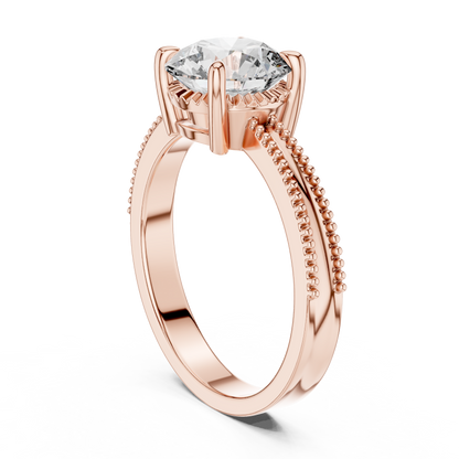 Vintage-Inspired Milgrain Solitaire Ring – Round Brilliant Cut Center Stone