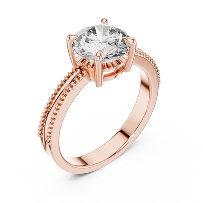 Vintage-Inspired Milgrain Solitaire Ring – Round Brilliant Cut Center Stone