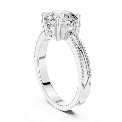 Vintage-Inspired Milgrain Solitaire Ring – Round Brilliant Cut Center Stone