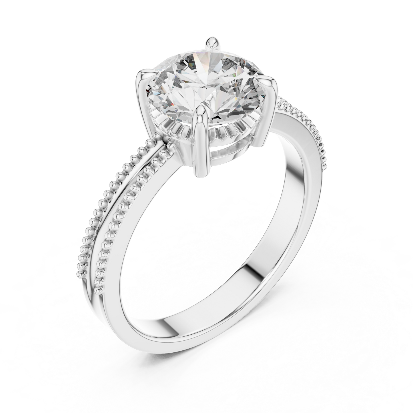 Vintage-Inspired Milgrain Solitaire Ring – Round Brilliant Cut Center Stone