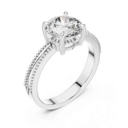 Vintage-Inspired Milgrain Solitaire Ring – Round Brilliant Cut Center Stone