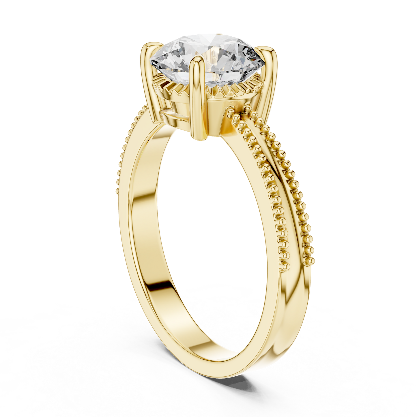 Vintage-Inspired Milgrain Solitaire Ring – Round Brilliant Cut Center Stone