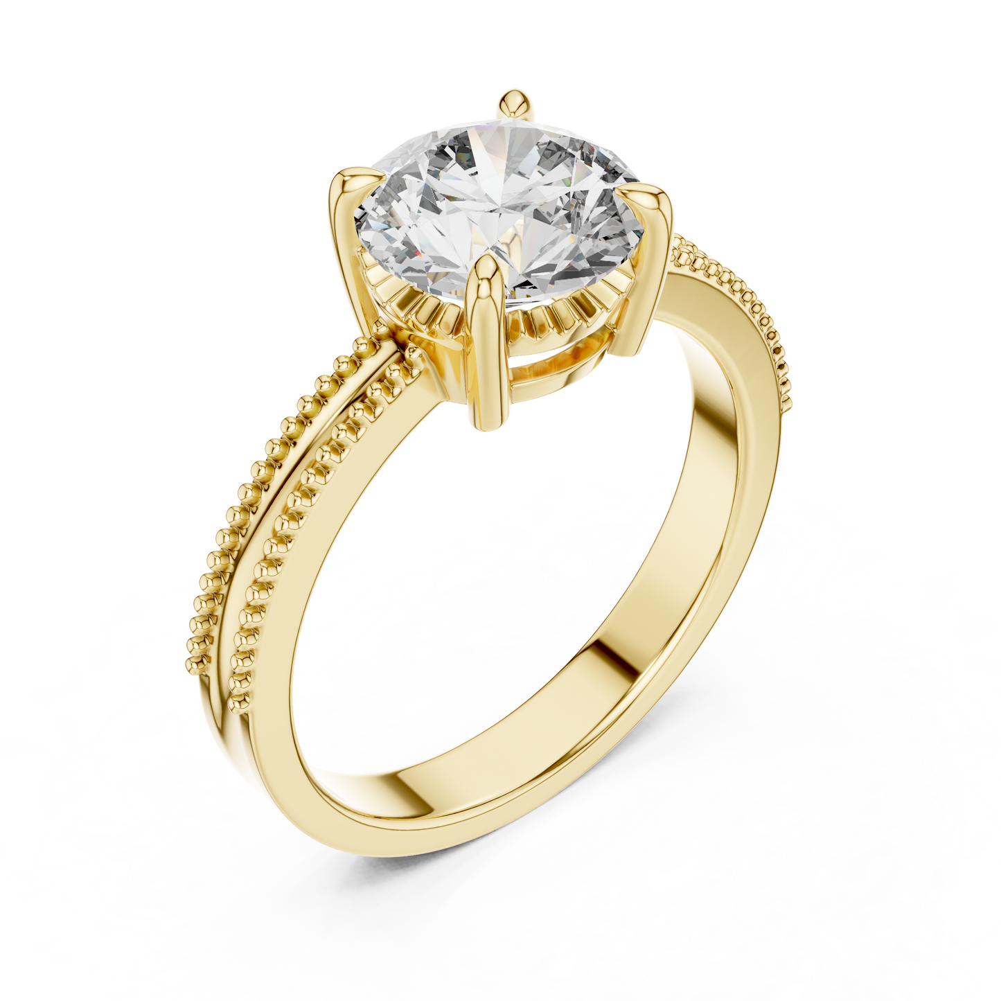 Vintage-Inspired Milgrain Solitaire Ring – Round Brilliant Cut Center Stone