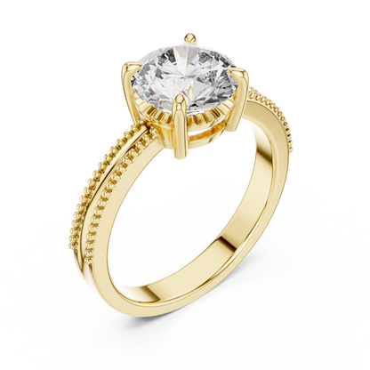Vintage-Inspired Milgrain Solitaire Ring – Round Brilliant Cut Center Stone