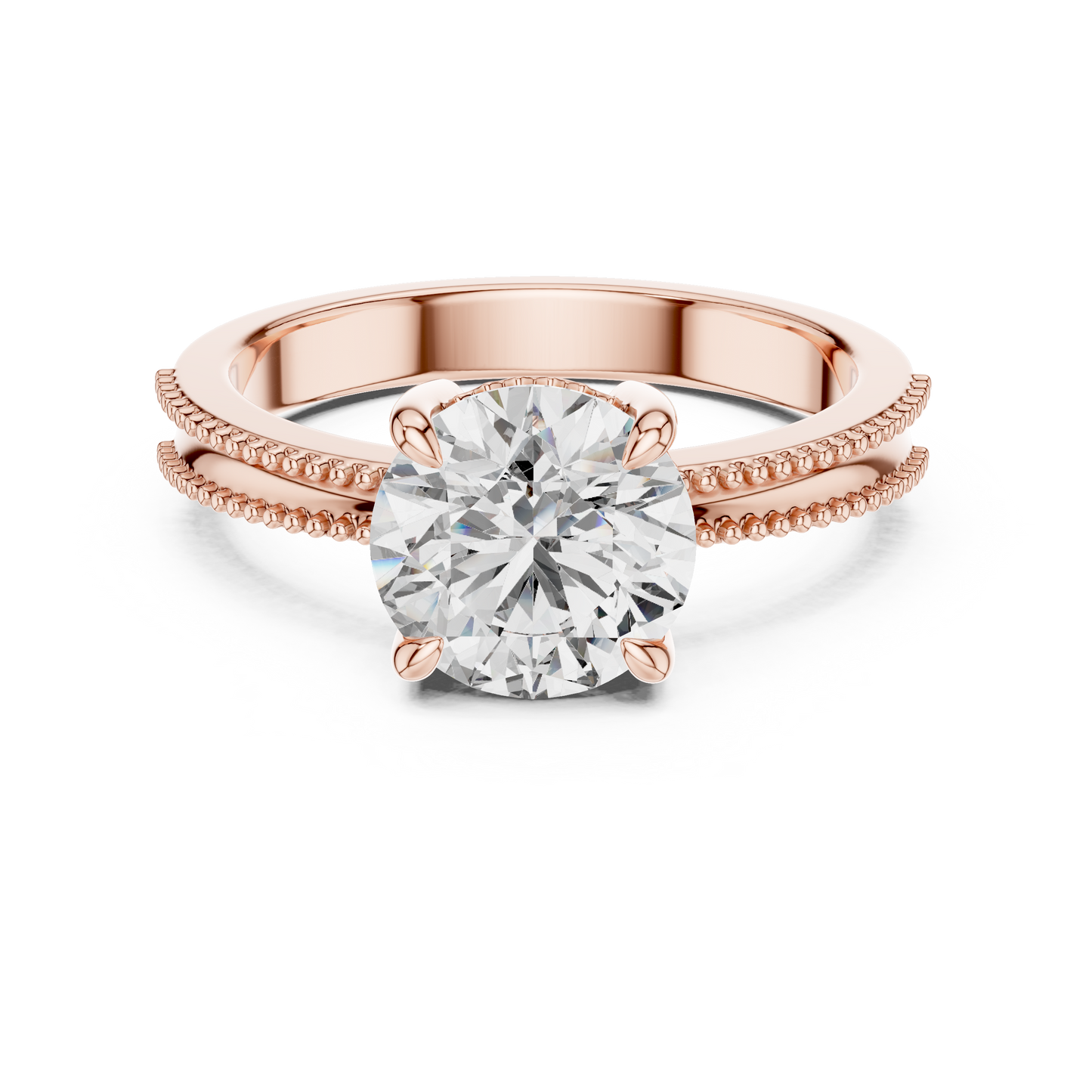 Vintage-Inspired Milgrain Solitaire Ring – Round Brilliant Cut Center Stone