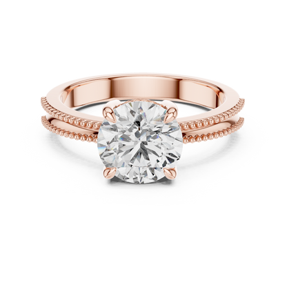 Vintage-Inspired Milgrain Solitaire Ring – Round Brilliant Cut Center Stone