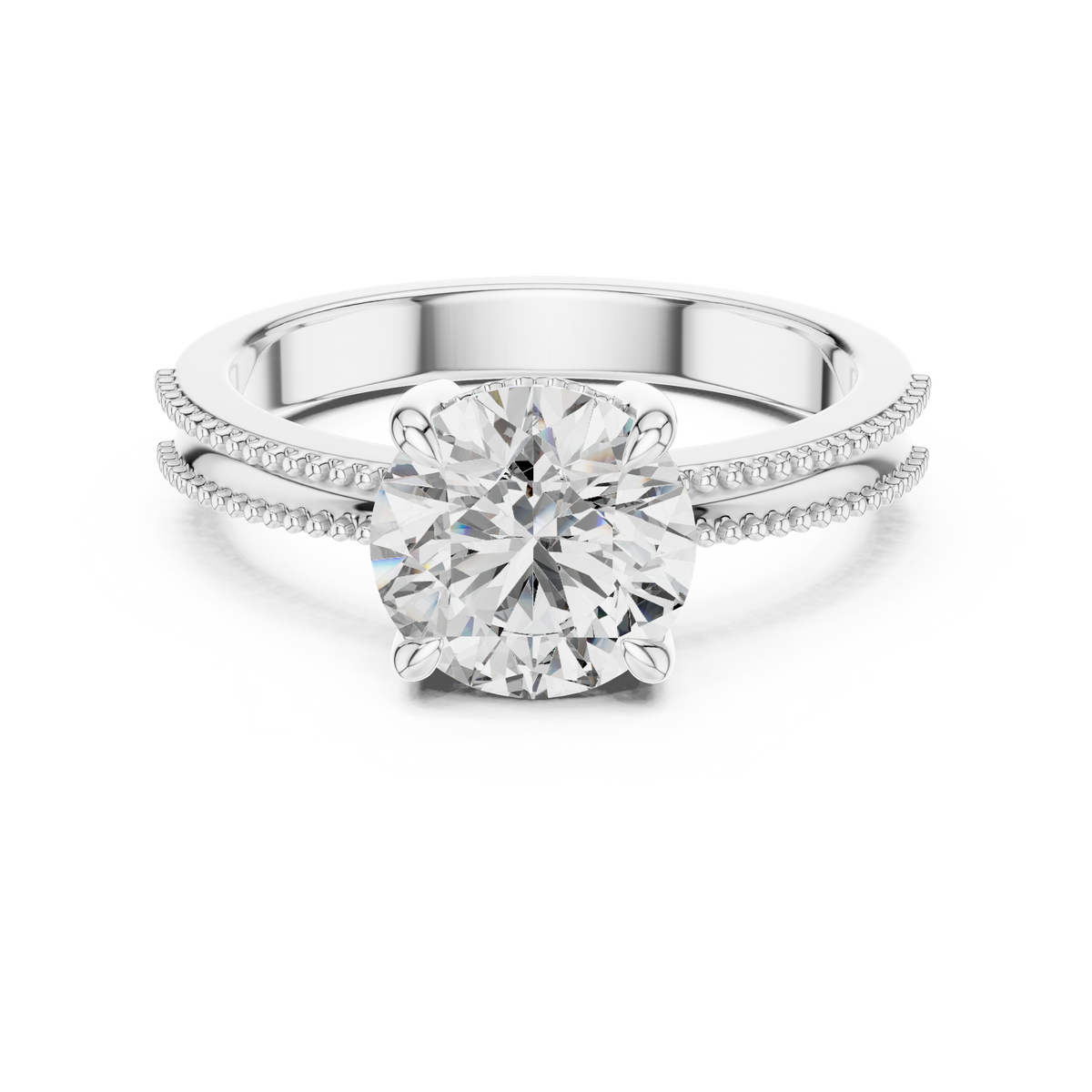 Vintage-Inspired Milgrain Solitaire Ring – Round Brilliant Cut Center Stone