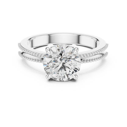 Vintage-Inspired Milgrain Solitaire Ring – Round Brilliant Cut Center Stone
