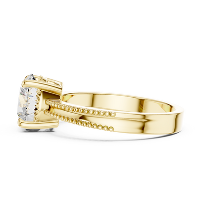 Vintage-Inspired Milgrain Solitaire Ring – Round Brilliant Cut Center Stone