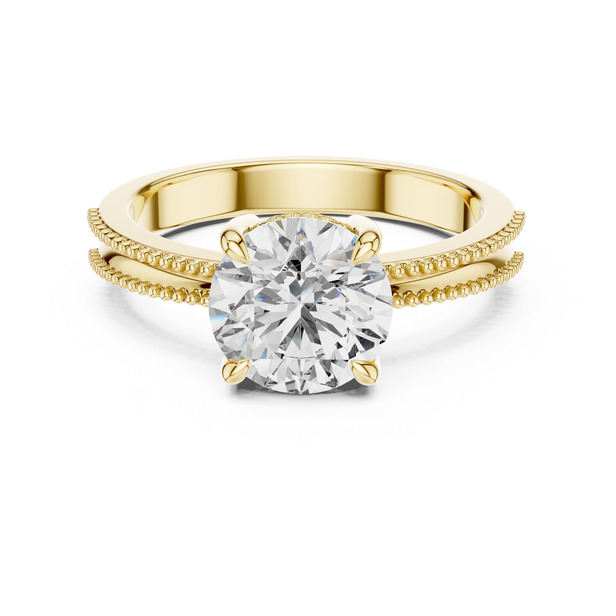 Vintage-Inspired Milgrain Solitaire Ring – Round Brilliant Cut Center Stone