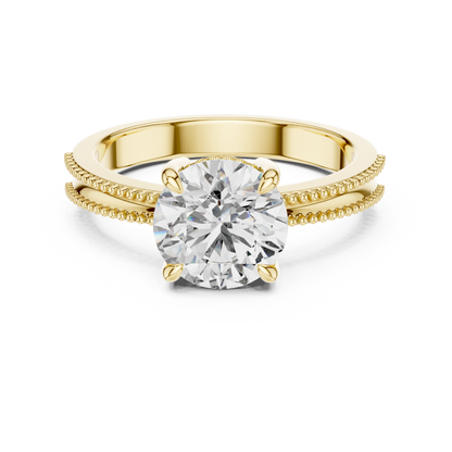 Vintage-Inspired Milgrain Solitaire Ring – Round Brilliant Cut Center Stone