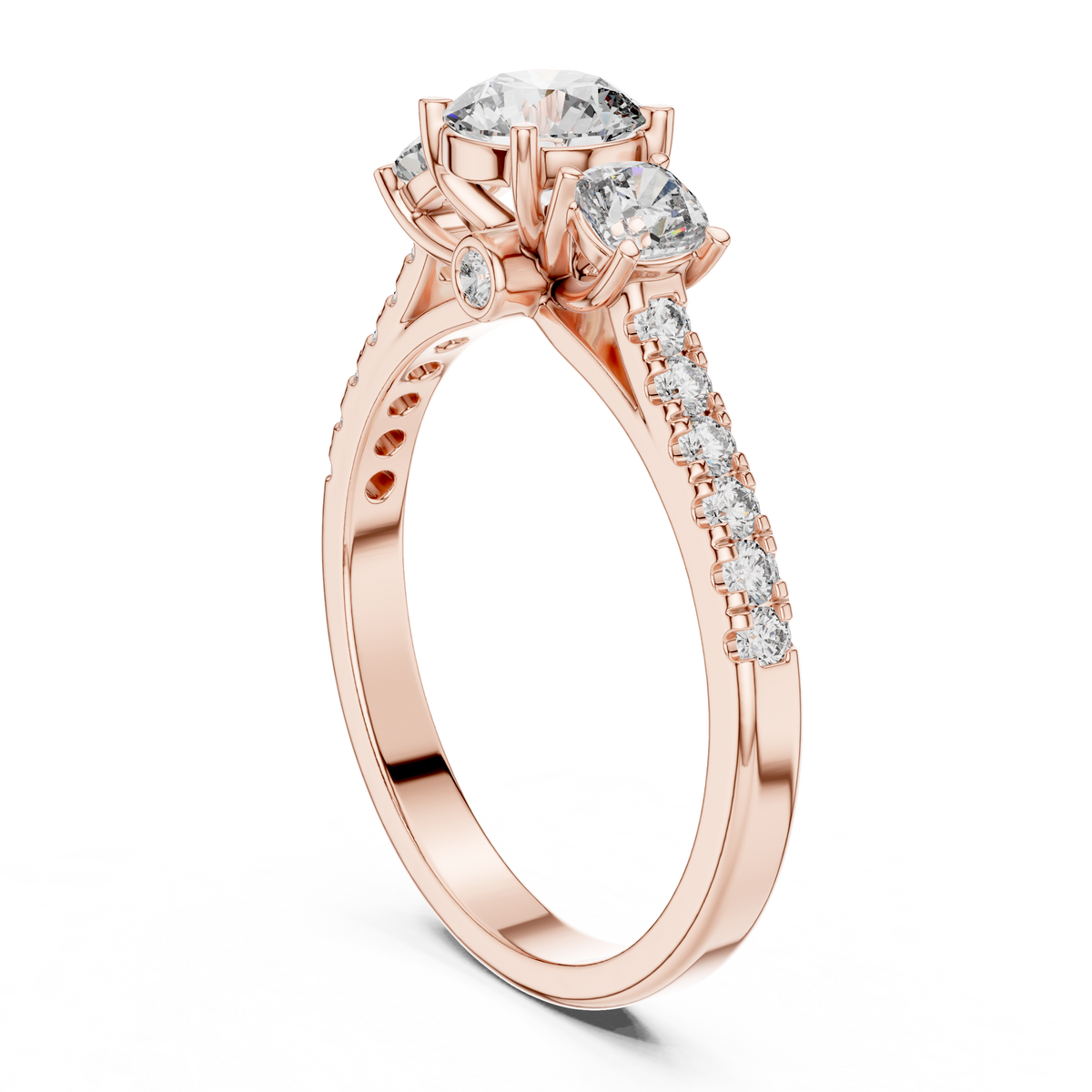 Classic Three-Stone Brilliant Round Cut Diamond Ring