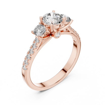 Classic Three-Stone Brilliant Round Cut Diamond Ring
