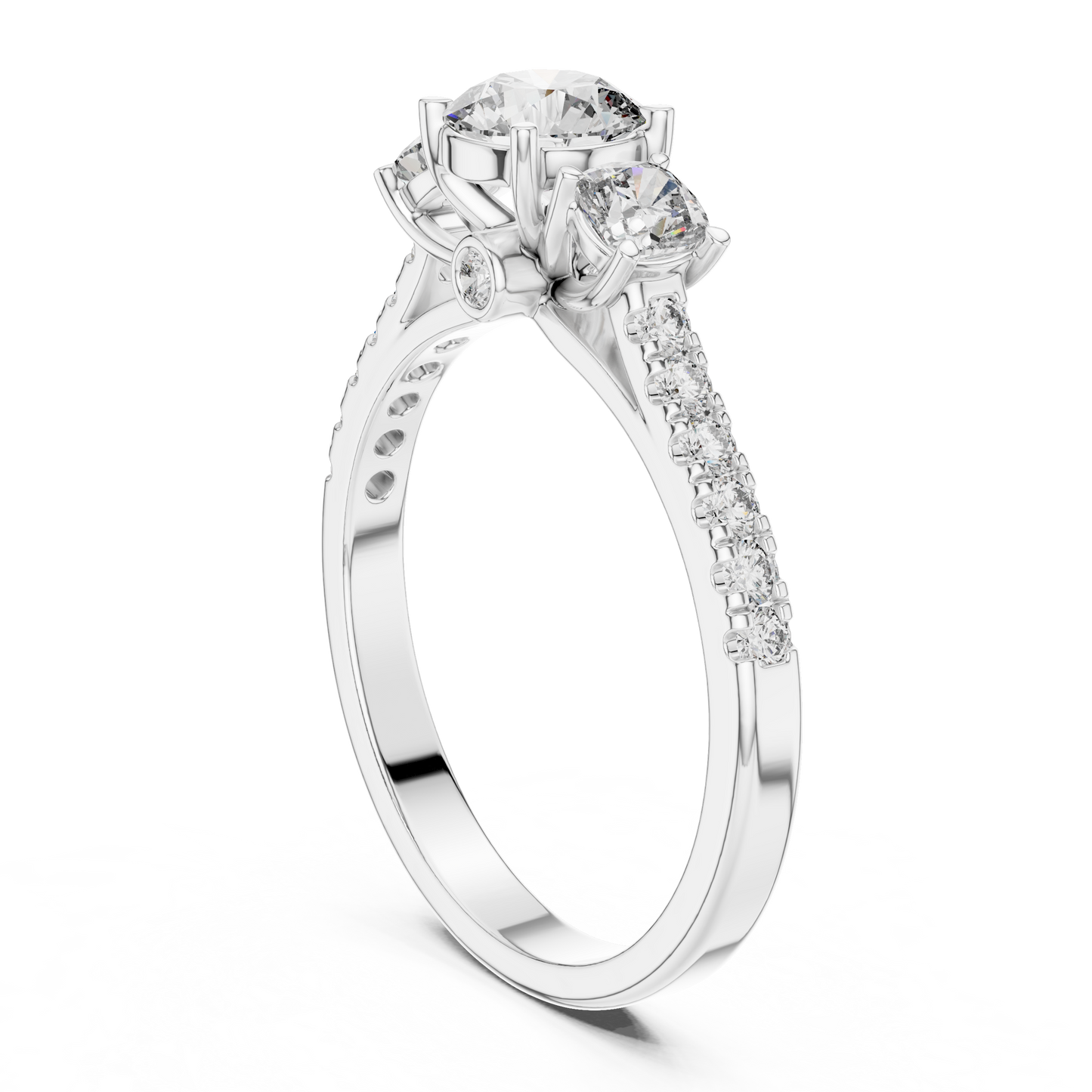 Classic Three-Stone Brilliant Round Cut Diamond Ring