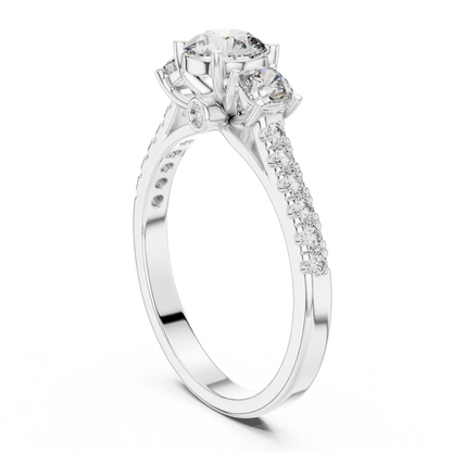 Classic Three-Stone Brilliant Round Cut Diamond Ring
