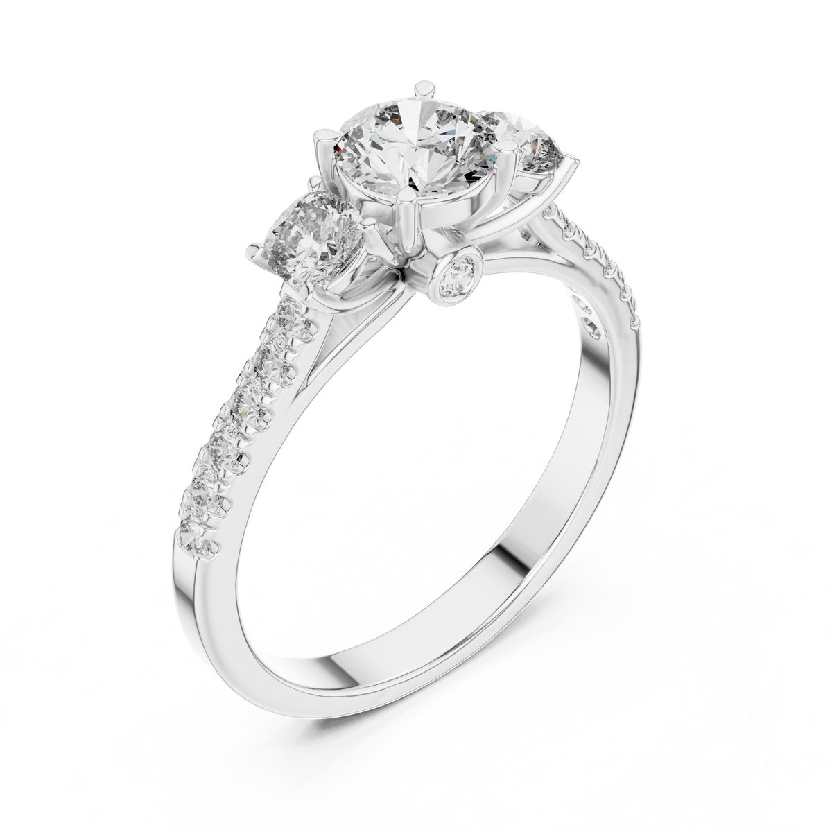 Classic Three-Stone Brilliant Round Cut Diamond Ring