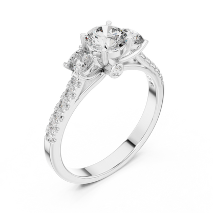 Classic Three-Stone Brilliant Round Cut Diamond Ring