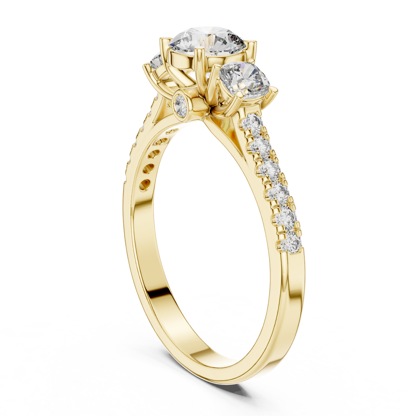 Classic Three-Stone Brilliant Round Cut Diamond Ring