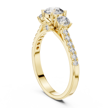 Classic Three-Stone Brilliant Round Cut Diamond Ring