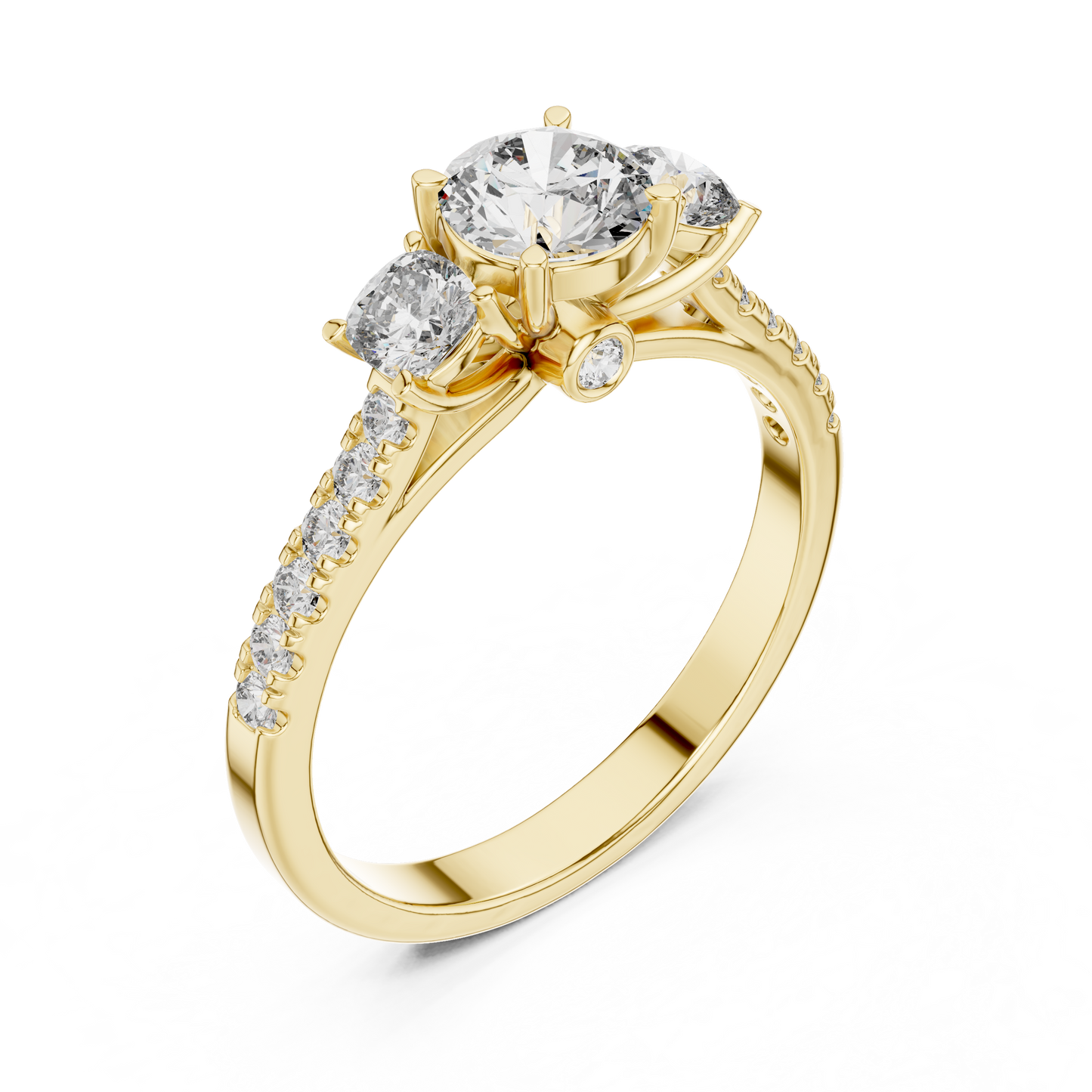 Classic Three-Stone Brilliant Round Cut Diamond Ring