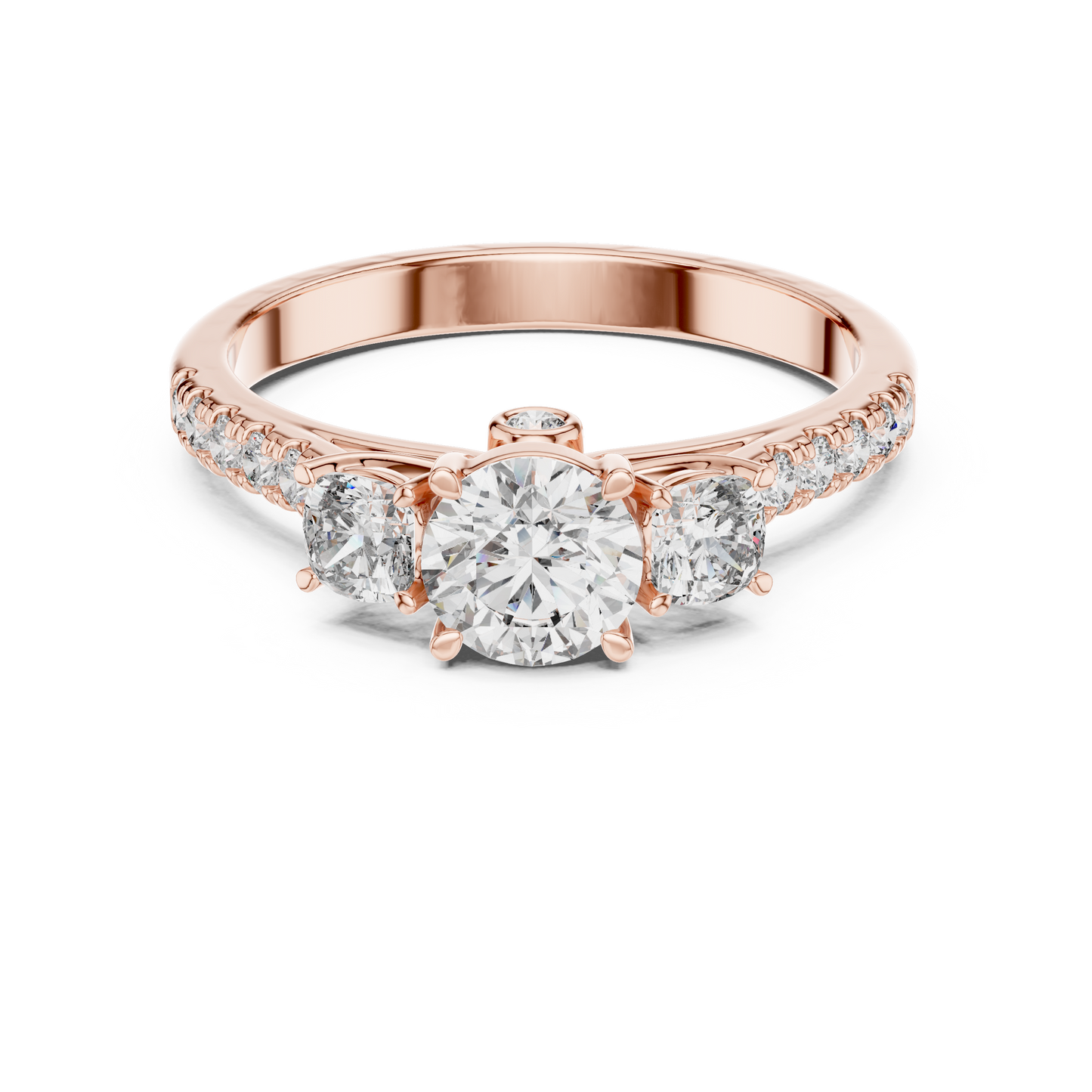 Classic Three-Stone Brilliant Round Cut Diamond Ring