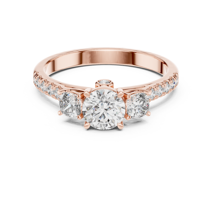Classic Three-Stone Brilliant Round Cut Diamond Ring