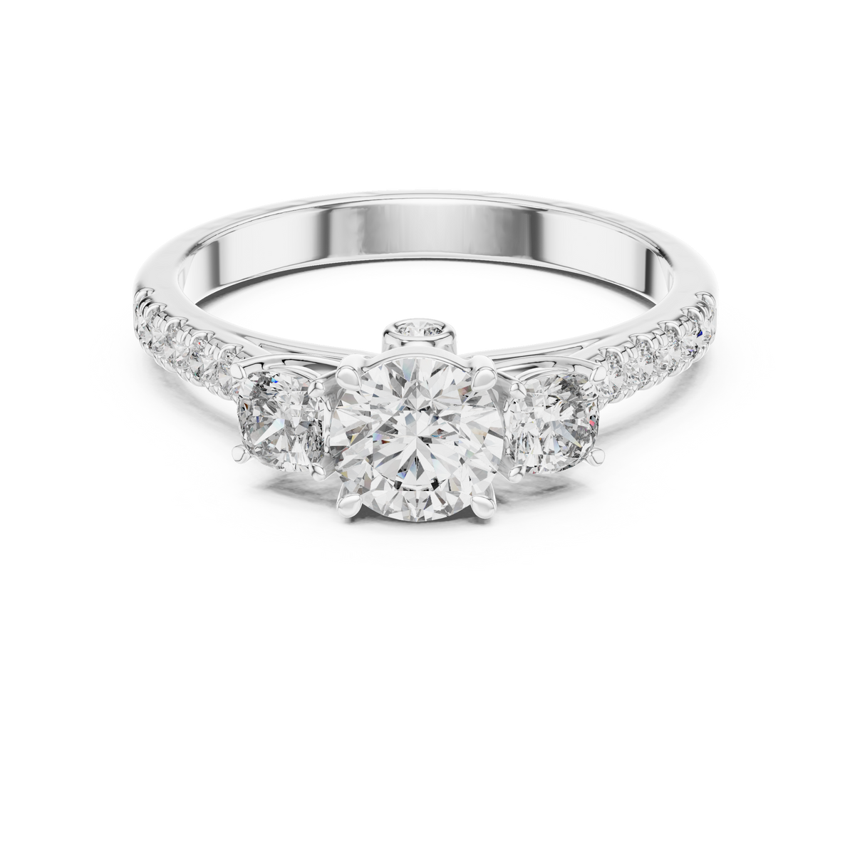 Classic Three-Stone Brilliant Round Cut Diamond Ring