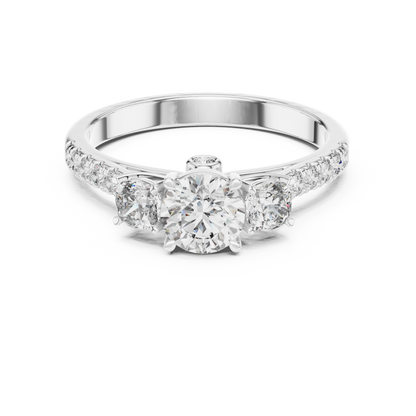 Classic Three-Stone Brilliant Round Cut Diamond Ring