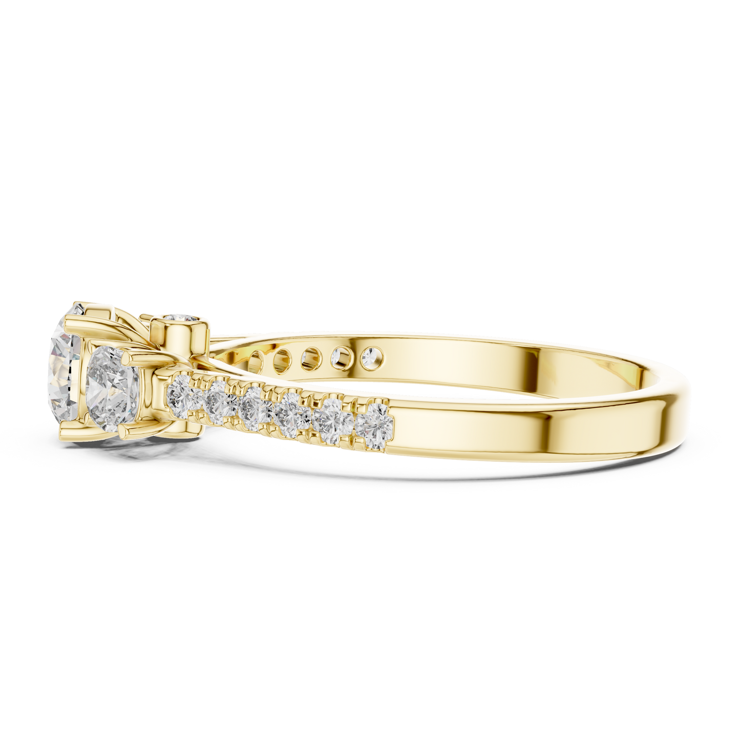 Classic Three-Stone Brilliant Round Cut Diamond Ring